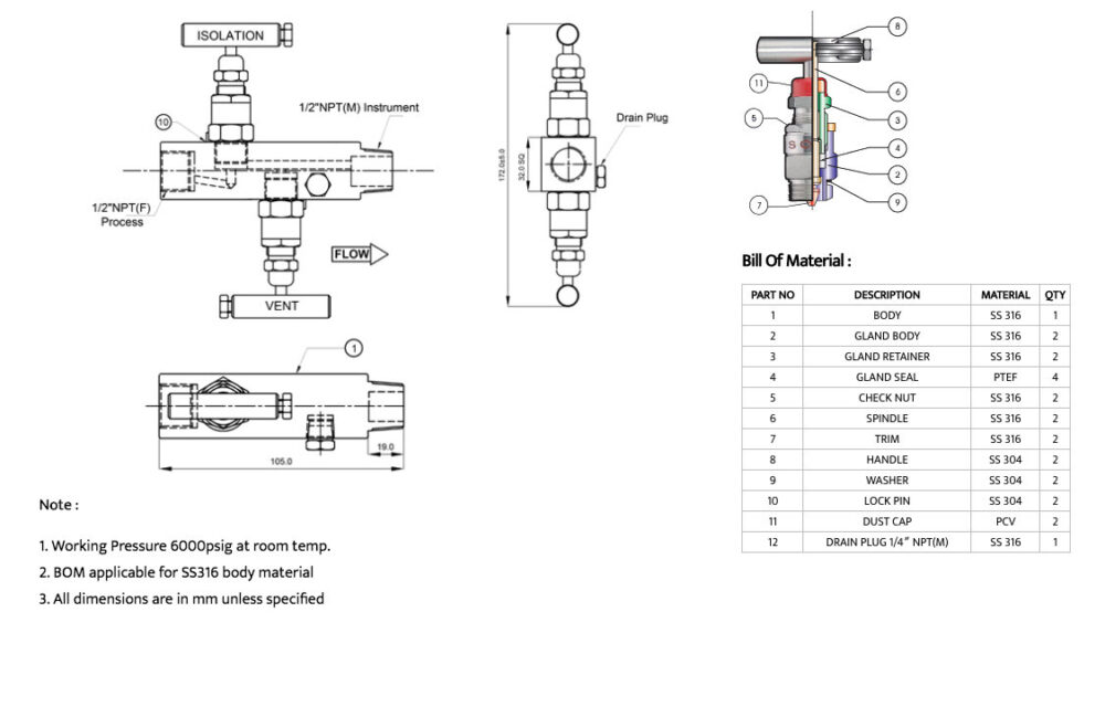 2 Yollu Manifold F x M - 2 way manifold-HP205GV - Görsel 2