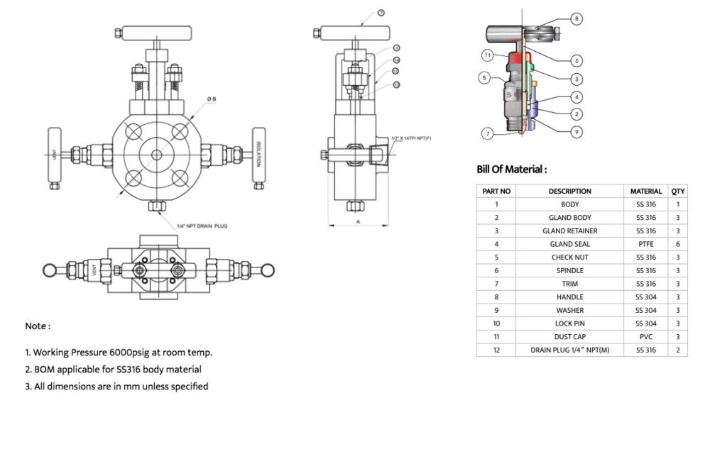 Monoflange - Çift Blok ve Tahliye -HP602MF - Görsel 2